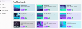 Capture d'écran MuseSound : la rubrique des sons gratuits disponibles (…)